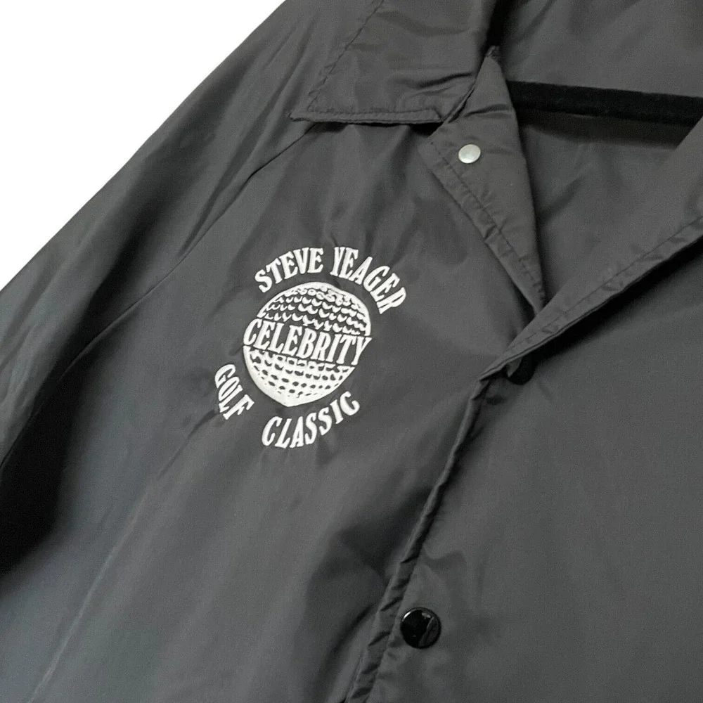 Vintage Black Steve Yeager Celebrity Golf Classic Windbreaker Jacket Size Large